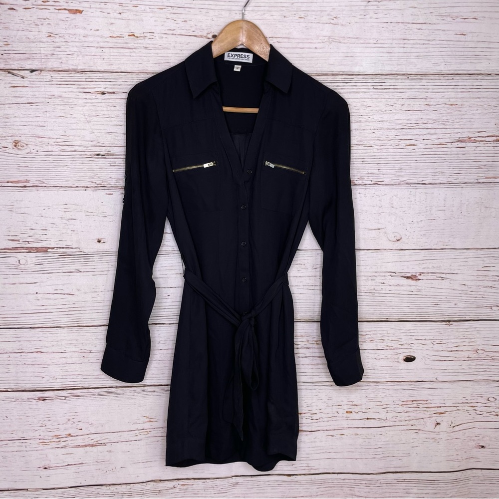 Express black portofino shirt dress